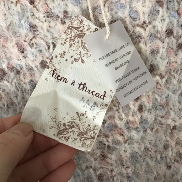 Hem & Thread Oatmeal Confetti Speckled Eyelash Sweater with Bishop Sleev… - Picture 11 of 14